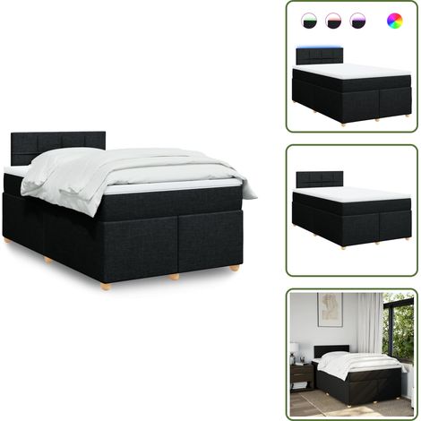 vidaXL Sommier à lattes de lit avec matelas noir 120x190 cm tissu