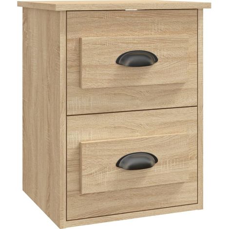 Maison Exclusive - Mesita de noche de pared color roble Sonoma 41