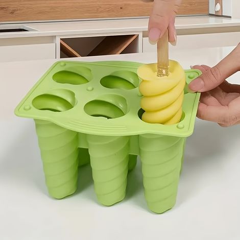 Moule à glace en silicone à 6 cavités, moule en spirale sans BPA, parfait pour les desserts glacés maison, un indispensable pour les vacances d'été. (1/5)