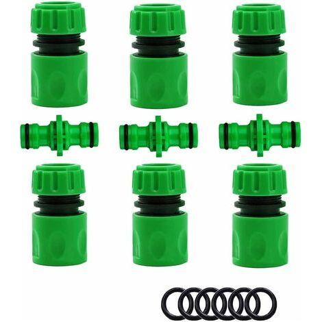 Raccord Tuyau d'Arrosage,Connecteur Arrosage Accessoires de Tuyau (6 Raccord de Tuyau Rapide, 3 Raccord Mle Double), Kit de Connexion Rapide et Facile.