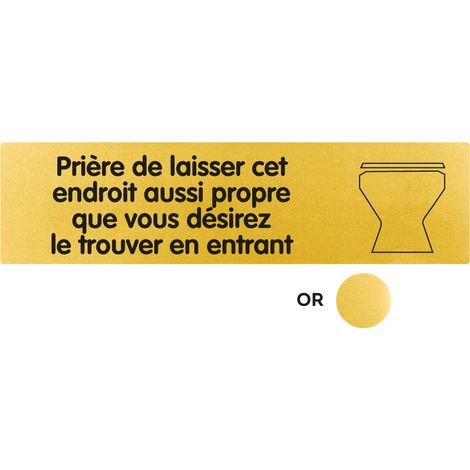 Plaque de porte Prière de laisser cet endroit aussi propre que vous désirez le trouver en entrant - Classique or 170x45mm - 4490946