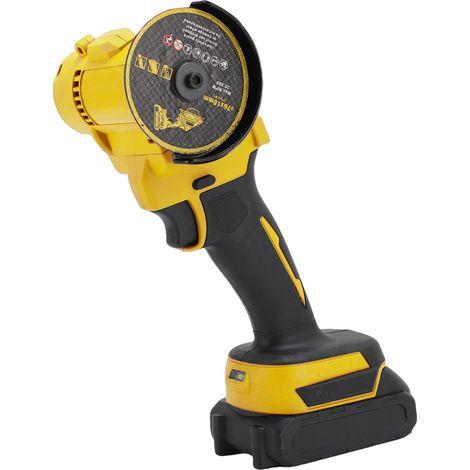 Meuleuse d'angle compacte 21V sans fil à écran LED, multifonction coupe mur/tuile/PVC, 4 disques, 2 batteries 2000mAh, jaune, prise EU 100-240V (1/5)