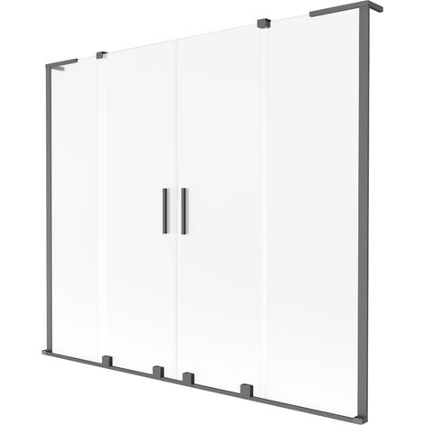 Mexen Velar L Duo paravent de baignoire coulissant 2 volets 180 x 150 cm, givre, métal canon - 896-180-003-32-95 (1/2)