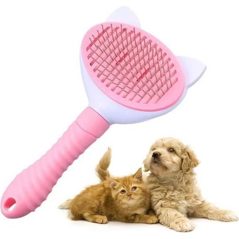 Brosse Chiens, Brosse de Toilettage Brosse Chat Autonettoyante Brosse Brosse pour chien de compagnie Pet Brush, adapté pour (rose) (1/4)