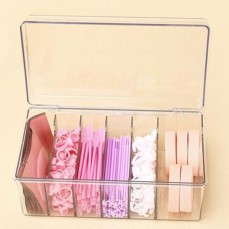 Organisateur d'extensions de cils en acrylique, boîte de rangement de grande capacité pour accessoires d'extensions de cils, range et organise parfaitement vos fournitures de cils (Transparent) (1/5)