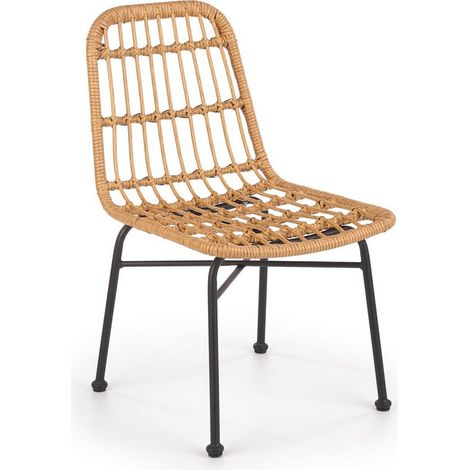 Chaise en rotin synthétique avec pieds en acier noir SOLO (1/5)