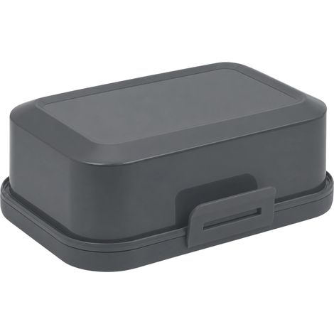1 beurrier empilable avec couvercle et fermeture à clic, anthracite/anthracite, boîte en plastique, cloche à beurre, sans BPA, multi-usage, robuste (1/5)