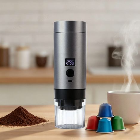Machine à café expresso portable 20 bars – Chauffage Rapide – Cafetière Rechargeable Pour Le Camping, Bureau, Maison, Voiture - Gris (1/5)