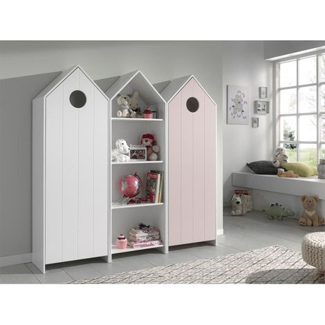 Pack - Étagère Enfant & 2 Armoires "Casami" Blanc & Rose (1/4)