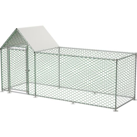 Enclos pour petits animaux 3x1x1,5m en acier galvanisé avec bâche PE étanche et verrou de sécurité (1/5)