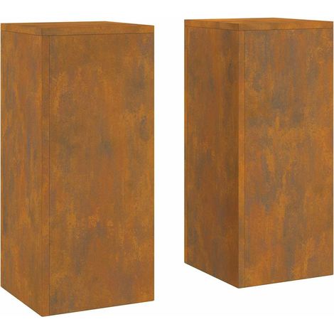 Jardinière,Supports de Plante Extérieur Pilier 2 pcs 24x24x55 cm Acier Corten CFW71002 (1/5)