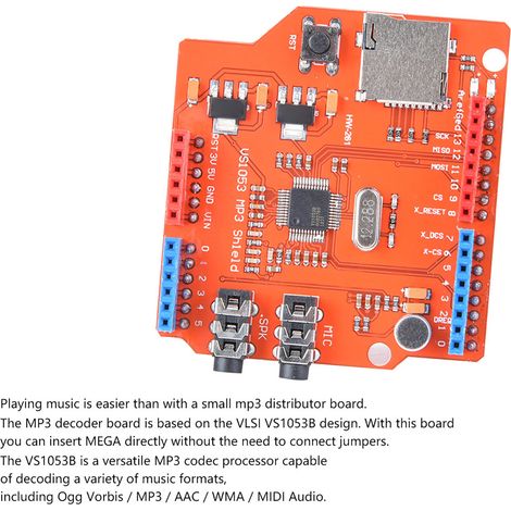 VS1053B Enregistreur/Amplificateur Puissance Carte Shield Audio MP3 avec Logement Carte Mémoire (1/5)