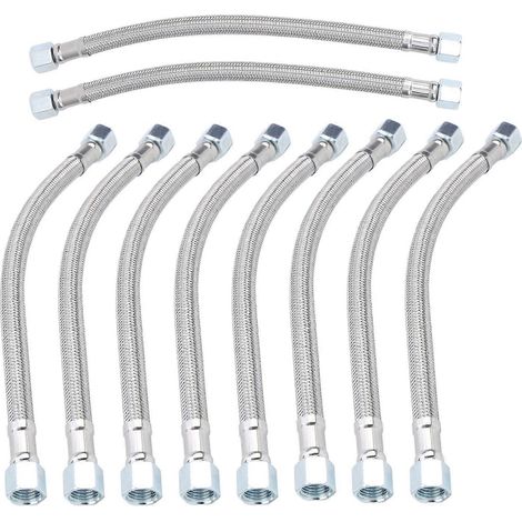 10 Stück 14 x 1,5 mm flexibler Metallschlauch aus Stahlguss für Luftkompressionsmaschinen, 28 cm