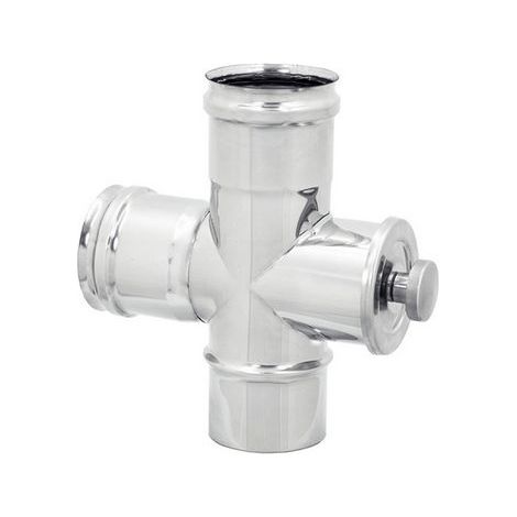 RACCORDO A T 90° CON ISPEZIONE INOX 304- Diam. 100- DK- pezzi 1 (1/2)
