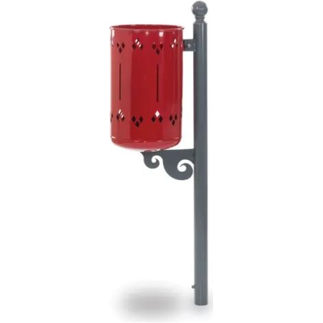 Cestino Old Style 574 Giochipark acciaio zincato verniciato &Oslash30x52h urbano 35lt - RAL 3003 - Da interrare