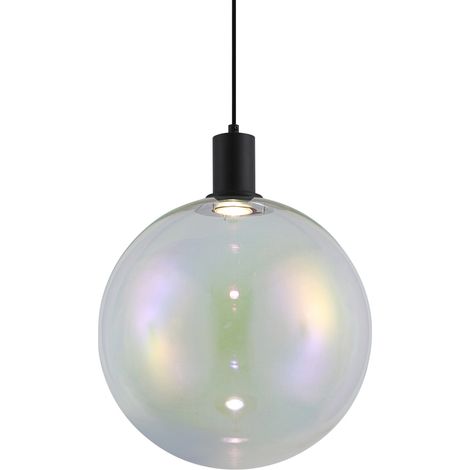 QAZQA Suspension design noire avec verre arc-en-ciel 35cm -