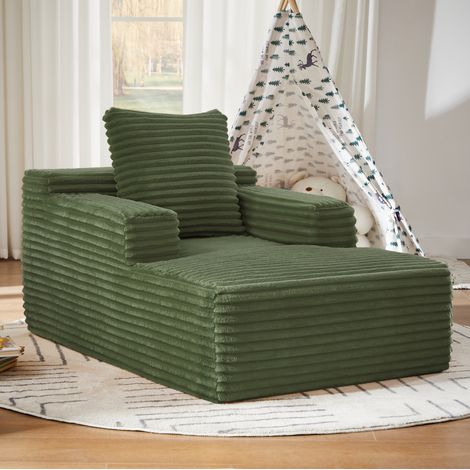 Chaise longue de pana verde 117 x 81 x 50 cm sin montaje DESVIAE (1/5)