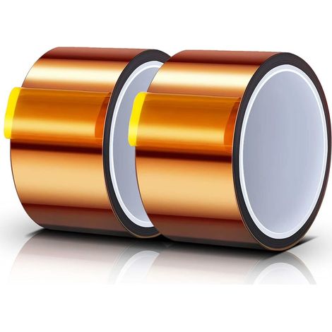 2 rouleaux de ruban adhésif haute température, 5 cm x 50 m, ruban de sublimation pour presse à chaud, ruban de transfert thermique sans résidus. (5 cm x 50 m, 2 pièces) (1/5)