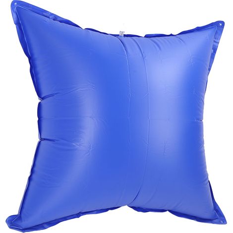 Coussin gonflable carré en PVC épais de 120 cm de côté, bleu foncé, pour piscines hors sol extérieures. (1/5)