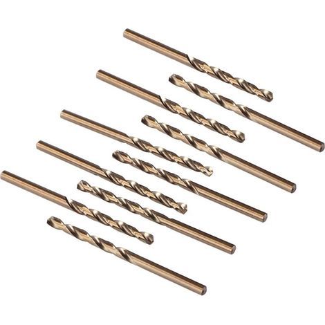 M35 HSS Cobalt Drill Bit Set, Steel Twist Drill Bit, 0.8mm Drill Bit Diameter, 10 Pieces (1/4)
