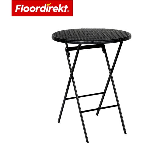 Klapptisch Toyama Runder, klappbarer Gartentisch in Rattan-Optik, schwarz Ø 60 cm