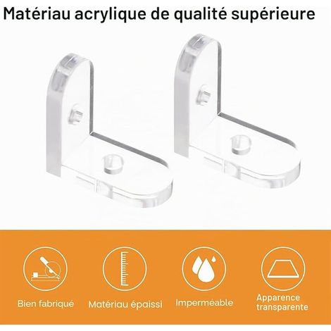 Support d'angle en acrylique, équerres transparentes à angle droit à 3 trous et support d'angle en forme de L 90 degrés avec rivets transparents pour boîte de présentation