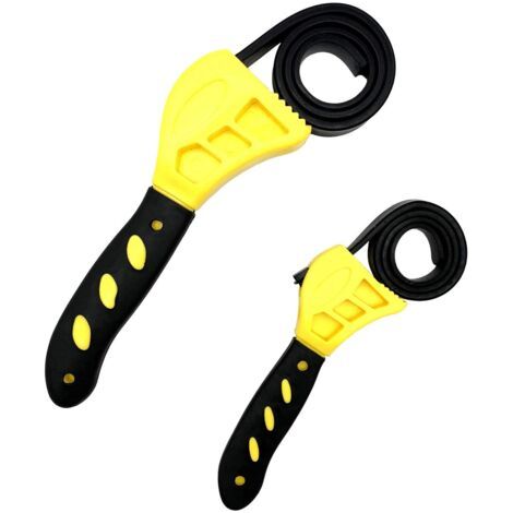 Lot de 2 clés à molette réglables en caoutchouc - Outil multifonction universel - Utilisation pour n'importe quelle forme d'outil d'ouverture de voiture, outil de réparation de filtre à huile (1/5)