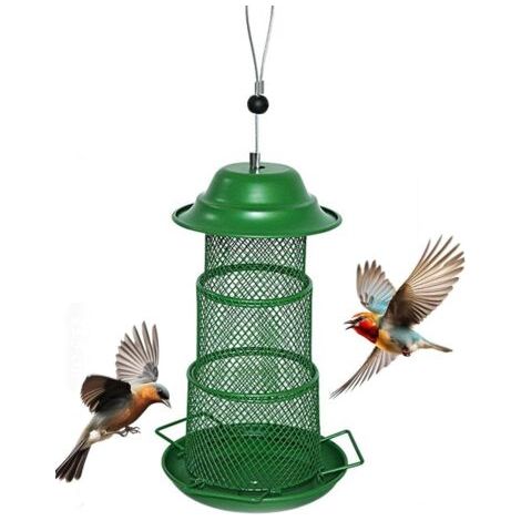Mangeoires d’oiseaux en métal pour l’extérieur, mangeoires d’oiseaux sauvages pour accrocher à l’extérieur, mangeoires d’oiseaux de grande capacité pour l’extérieur (1/5)
