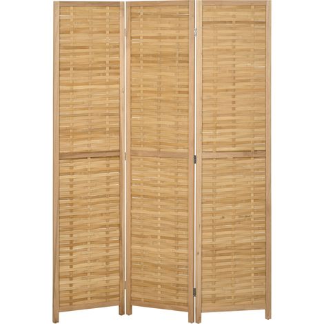 Paravent pliant bois 3 panneaux bambou naturel clair 120x170 cm