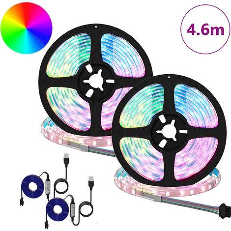 Bande LED 2 pcs Noir et Transparent 2300 mm Cuivre et plastique