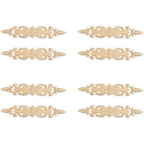 8 Pièces 33cmx6cm Bois Sculpté Décalque Bande Coin Appliques Long Creux Fleur Cadre Meubles Décor Sculpture sur Bois Figurines Artisanat