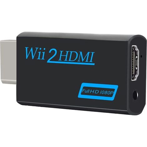 Adaptateur wii hdmi, Convertisseur Wii Vers Hdmi, Prend En Charge Tous Les Modes D'Affichage Wii Avec Sortie Audio 3,5 Mm Et Hdmi(Le Noir)