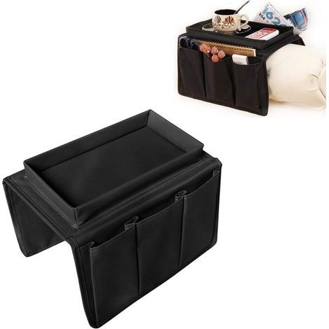 Borsa organizer nera multi-tasche da appendere al bracciolo di divani e poltrone. (1/5)