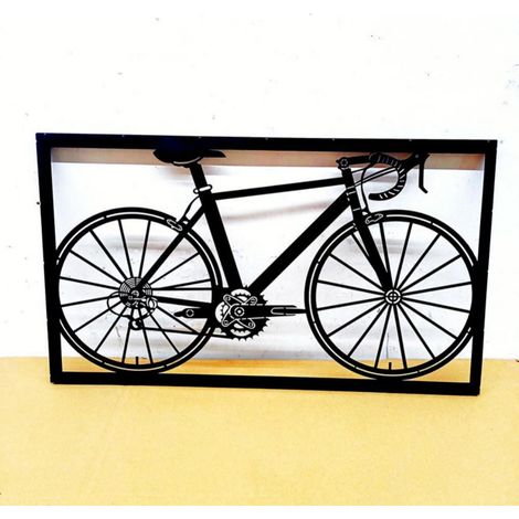 Sculpture Murale Vélo - En Fer Noir - Décoration Intérieure Style Rustique - Pour Salon Bureau Chambre - 1 Pièce (1/5)