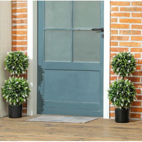 Set de 2 árboles de lavanda artificial en maceta resistentes a los rayos UV, 70 cm (1/5)