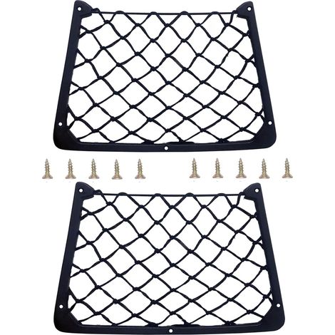 2 Pièces Filet Rangement, Cadre Plastique 31x21cm, Nylon Noir, 10 Vis, Pour Auto, Camping-Car, Bateau