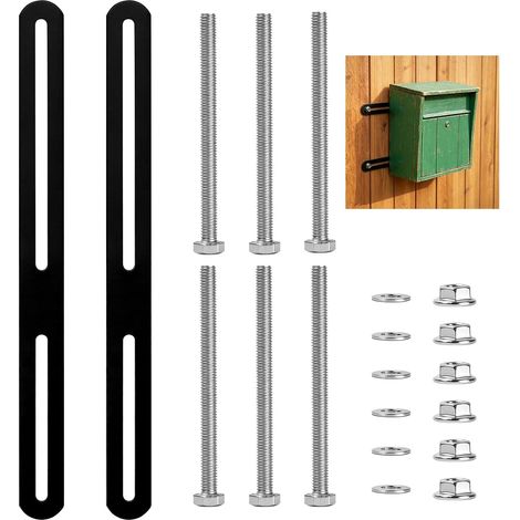 2 Pièces Support Boite aux Lettres,(280 x 24 mm, Vis incluses)  Connecteurs Plats en Acier Inoxydable avec Trous Oblongs pour Fixation sur Clôtures et Portails (280 x 24 mm, Vis incluses) (1/5)