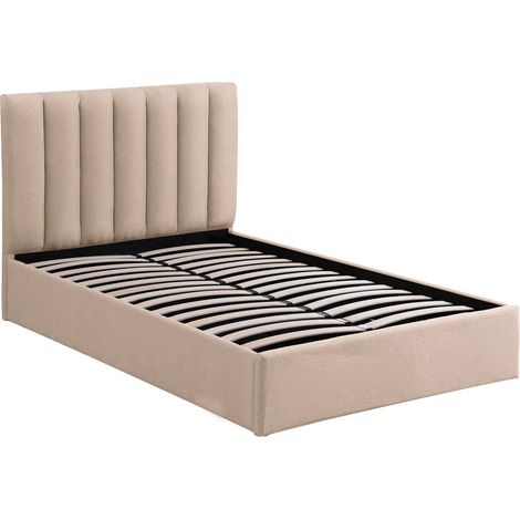 Lit Coffre Songe + Sommier Tissu Beige 140cm