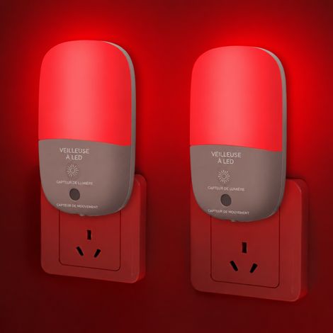 Veilleuse LED rouge 670 nm à brancher avec broches pliables prise US 670 réf 7929 11 × 12 × 2,5 cm 49 g – Livraison gratuite