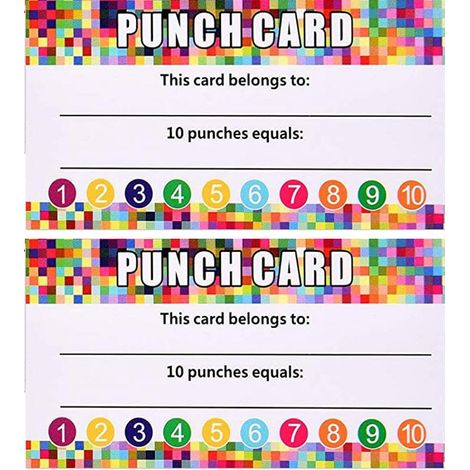 Carte De Récompense - Carte De Punch 3,5 x 2 Pouces - Pour Classe École Motivation Enfant - 100 Pièces (1/5)