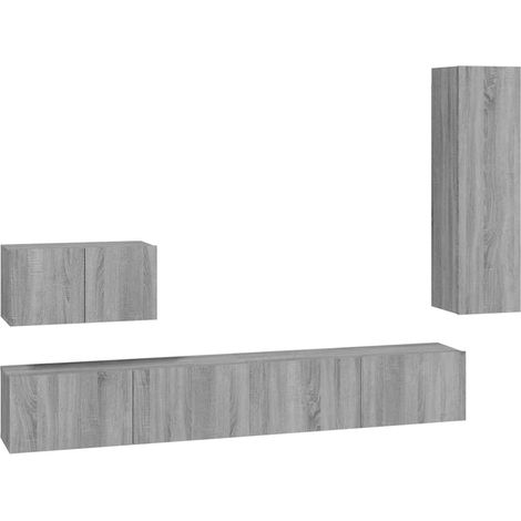Maison Exclusive - 4-tlg. TV-Schrank-Set Grau Sonoma Holzwerkstof (1/5)