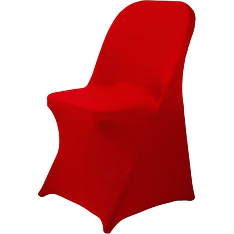 Lot de 20 housses de chaises pliantes élastiques en spandex, coupe ajustée, pour banquets, événements, mariages, fêtes et traiteurs - Rouge (1/5)