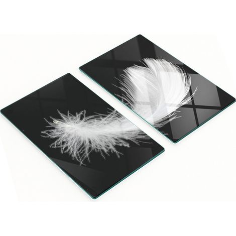 Tableros de vidrio decorativos multifuncionales con estampado de plumas, 2x30x52 cm.