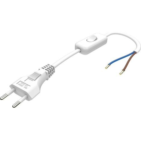 Câble de connexion avec interrupteur 1,5m 2x0,75mm² blanc
