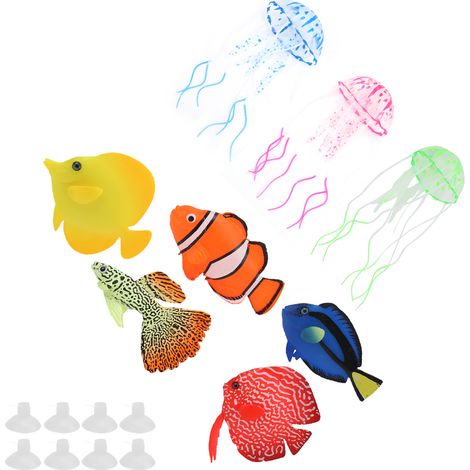 Poissons artificiels phosphorescents, faux poissons phosphorescents, décoration simulée pour aquarium. (1/5)