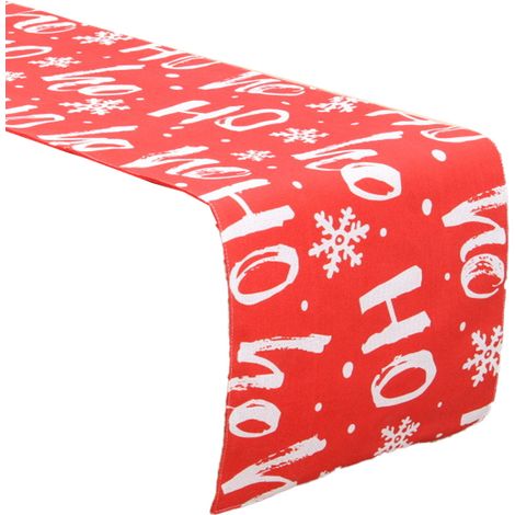 Camino de mesa  rojo bordado con temática navideña, estilo navideño 3