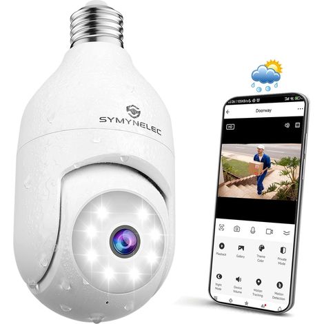Caméra Surveillance Ampoule Extérieure Étanche, Caméra WiFi sans Fil 2,4 GHz, Caméra Sécurité Intelligente 2K avec Vision Nocturne Couleur, Détection Mouvement Humain, Compatible avec (1/5)