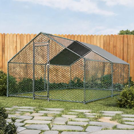 Enclos à poules métal 3 x 4 x 2 m avec bâche PE et serrures (1/5)
