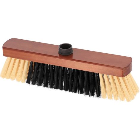 Tete de balai pour interieur 33 cm monture pin teint fibres bicolores - acajou/noir - Tendance (1/3)