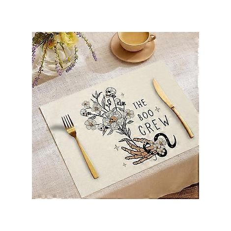 Sets de table en lin pour Halloween, série Trick Or Treat, sets de table combinés, décoration de table pour restaurants, dessous de plat isolants (YMCD-19) (1/2)